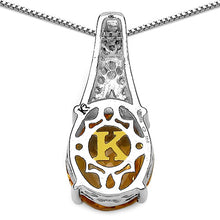 Load image into Gallery viewer, 4.50 Carat Genuine Citrine, Champagne Diamond &amp; White Diamond .925 Sterling Silver Pendant
