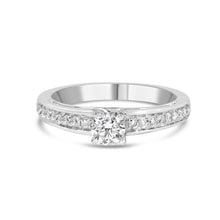 将图片加载到图库查看器，14K White Gold 1/2 Cttw Diamond Solitaire Pave Set Engagement Ring (G-H Color, VS2-SI1 Clarity) - Size 7
