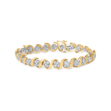Load image into Gallery viewer, 10K Yellow Gold 4.00 Cttw Round-Cut Diamond Floral Link 7.5" Bracelet (H-I Color, I2-I3 Clarity)

