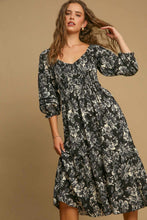 将图片加载到图库查看器，Ruffle Hem Flower Printed V-Neck Dress – Floral Print Dress, Ruffle Hem V-Neck Dress, Feminine Floral Dress, Elegant V-Neck Dress, Flirty Ruffle Hem Dress
