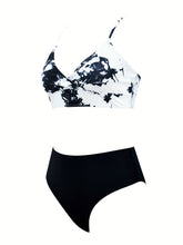 Load image into Gallery viewer, Coastal Flair V-Neck Bikini Set – Eye-Catching Random Print Two-Piece Chic Swimsuit with Spaghetti Straps High Cut Shorts and Ultra-Stretch Comfort – Women’s Summer Swimwear for Beach Days &amp; Casual Poolside Vibes
