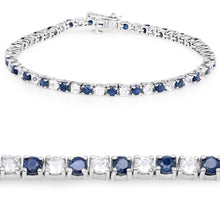 Load image into Gallery viewer, 6.87 ct. t.w. Blue Sapphire and White Topaz Bracelet in Sterling Silver
