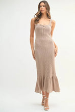 将图片加载到图库查看器，Ruffled Hem Sleeveless Crochet Knit Midi Dress For Women – Crochet Knit Dress, Ruffled Hem Dress, Sleeveless Midi Dress, Summer Dress, Elegant Knit Dress
