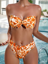 将图片加载到图库查看器，Bikini Sensual Bandeau Bow Tie 2 Piece Bikini Swimsuit for Women – Trendy High Stretch Printed Bikini Set with Flattering Bandeau Top and Classic Bottoms – Fashionable Swimwear for Poolside Lounging Beach Vacations and Summer Style Statements

