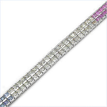 Load image into Gallery viewer, 9.50 Carat Genuine Multi sapphire Sterling Silver Bracelet
