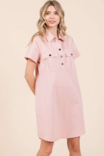 Load image into Gallery viewer, New Button Detail Collared Neck Short Sleeve Shirt Dress For Women – Chic, Trendy, Casual, Unique, Versatile &amp; Classic Elegance
