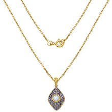 Load image into Gallery viewer, 14K Yellow Gold Plated 1.82 Carat Genuine Ethiopian Opal &amp; Tanzanite .925 Sterling Silver Pendant
