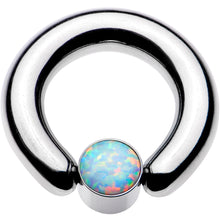 Load image into Gallery viewer, 4G 9/16 White Faux Opal 7mm Disc BCR Captive Ring
