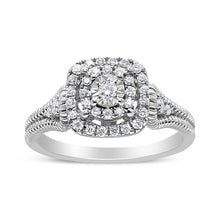Load image into Gallery viewer, .925 Sterling Silver 1/3 Cttw Miracle Set Round-Cut Diamond Cocktail Ring (H-I Color, I1-I2 Clarity) - Size 7

