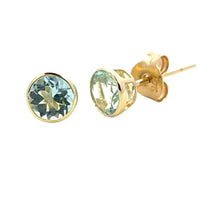 Load image into Gallery viewer, Genuine .78ct Aquamarine Stud Earrings 10KT White Gold
