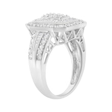 Load image into Gallery viewer, .925 Sterling Silver Round and Baguette Diamond Cathedral Ring (0.75 Cttw, H-I Color, I2-I3 Clarity) - Size 7
