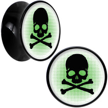 将图片加载到图库查看器，Black Acrylic Green Black Skull Saddle Plug Set 5/8
