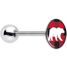 Load image into Gallery viewer, Red Black Plaid Polar Bear Barbell Tongue Ring
