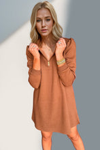 Load image into Gallery viewer, Double Take Textured Zip Long Sleeve Dress Classic Zip-Up Dress for Women Comfortable Outdoor Dress
