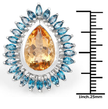 Load image into Gallery viewer, 7.54 Carat Genuine Citrine &amp; London Blue Topaz .925 Sterling Silver Ring
