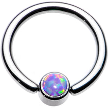Load image into Gallery viewer, 14G 3/8 Purple Faux Opal 4mm Disc BCR Captive Ring
