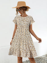 Load image into Gallery viewer, Floral Round Neck Short Sleeve Dress Elegant &amp; Effortless Everyday Style Women Dress
