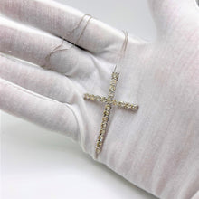 Load image into Gallery viewer, .925 Sterling Silver 4.0 Cttw Diamond 2-1/4" Cross Pendant with Box Chain Necklace (I-J Color, I1-I2 Clarity) - 18"
