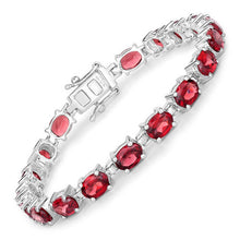 Load image into Gallery viewer, 15.30 Carat Genuine Garnet .925 Sterling Silver Bracelet
