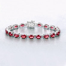 Load image into Gallery viewer, 15.30 Carat Genuine Garnet .925 Sterling Silver Bracelet

