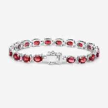 Load image into Gallery viewer, 15.30 Carat Genuine Garnet .925 Sterling Silver Bracelet
