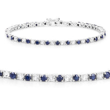 Load image into Gallery viewer, 6.87 ct. t.w. Blue Sapphire and White Topaz Bracelet in Sterling Silver
