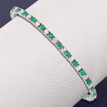 Load image into Gallery viewer, 5.77 Carat Genuine Emerald and White Topaz .925 Sterling Silver Bracelet
