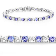 Load image into Gallery viewer, 5.44 Carat Genuine Tanzanite and White Diamond .925 Sterling Silver Bracelet
