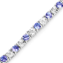 Load image into Gallery viewer, 5.44 Carat Genuine Tanzanite and White Diamond .925 Sterling Silver Bracelet
