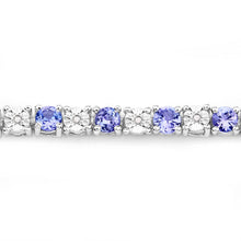 Load image into Gallery viewer, 5.44 Carat Genuine Tanzanite and White Diamond .925 Sterling Silver Bracelet
