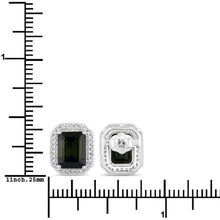 Load image into Gallery viewer, 3.57 Carat Genuine Green Tourmaline and White Diamond 14K White Gold Earrings
