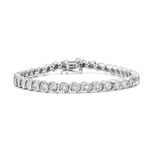 Load image into Gallery viewer, 14K Rose Gold Plated .925 Sterling Silver 1/4 Cttw Diamond Round Miracle Plate and "S" Link Tennis Bracelet (I-J Color, I2- I3 Clarity) - 7"

