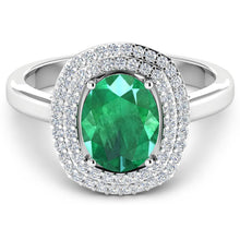 Load image into Gallery viewer, 1.97 Carat Genuine Zambian Emerald  and White Diamond 14K White Gold Ring
