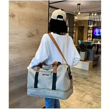 Load image into Gallery viewer, Nylon Duffel Bag for Travel – Large Capacity, Foldable, Shoe Compartment – Men &amp; Women
