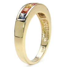 Load image into Gallery viewer, 14K Yellow Gold Plated 1.26 Carat Genuine Multi Sapphire .925 Sterling Silver Ring
