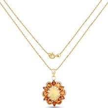 将图片加载到图库查看器，5.99 Carat Genuine Ethiopian Opal and Citrine .925 Sterling Silver Pendant
