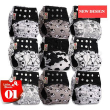 Load image into Gallery viewer, Modern 9/6PCS Set Bamboo Charcoal Washable Real Cloth Pocket NappiesFor Baby Boys and Girls Diaper Set In Modern Design
