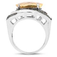 Load image into Gallery viewer, 6.11 Carat Genuine Citrine and Chrome Diopside .925 Sterling Silver Ring
