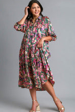 Load image into Gallery viewer, Full Size Printed Satin Midi Dress Plus Size Beautiful Women Dress Unique Design Dress
