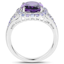 Load image into Gallery viewer, 5.90 Carat Genuine Amethyst and Tanzanite .925 Sterling Silver Ring
