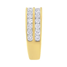 将图片加载到图库查看器，10K Yellow Gold Two-Row Diamond Band Ring (1 Cttw, J-K Color, I1-I2 Clarity) - Size 6
