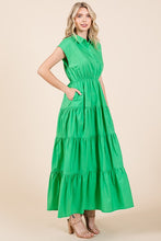 Load image into Gallery viewer, New Button Up Collared Tiered Maxi Shirt Dress For Women – Fluttering, Elegant, Trendy and Versatile for Any Occasion
