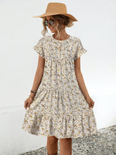 Load image into Gallery viewer, Floral Round Neck Short Sleeve Dress Elegant &amp; Effortless Everyday Style Women Dress
