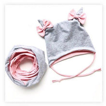 Load image into Gallery viewer, Baby Cotton Hat  Autumn Winter Children Scarf Hat Sets  Bowknot Ear Baby Girl Boy Warm Beanies Cap Neck Warmer Scarf Fleece Balaclava Hood Ski Mask Cold Weather Face Mask Neck Warmer Winter Nose Warmer
