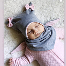 Load image into Gallery viewer, Baby Cotton Hat  Autumn Winter Children Scarf Hat Sets  Bowknot Ear Baby Girl Boy Warm Beanies Cap Neck Warmer Scarf Fleece Balaclava Hood Ski Mask Cold Weather Face Mask Neck Warmer Winter Nose Warmer
