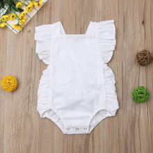 Load image into Gallery viewer, Baby Girl Ruffled Solid Color Sleeveless Backless Romper Jumpsuit Comfy Outfit Excellent Gift For Your Baby Girl

