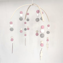 将图片加载到图库查看器，Baby Nordic Wooden Beads Wind Chimes with Wool Balls Nursery Mobile Crib Bed Bell Baby Bedroom Ceiling Wooden Beads Wind Chime Hanging Newborn Baby Bed Hanging Wind-bell Crib Tent Kids Room Decorations Ornaments
