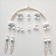 将图片加载到图库查看器，Baby Nordic Wooden Beads Wind Chimes with Wool Balls Nursery Mobile Crib Bed Bell Baby Bedroom Ceiling Wooden Beads Wind Chime Hanging Newborn Baby Bed Hanging Wind-bell Crib Tent Kids Room Decorations Ornaments
