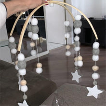 将图片加载到图库查看器，Baby Nordic Wooden Beads Wind Chimes with Wool Balls Nursery Mobile Crib Bed Bell Baby Bedroom Ceiling Wooden Beads Wind Chime Hanging Newborn Baby Bed Hanging Wind-bell Crib Tent Kids Room Decorations Ornaments
