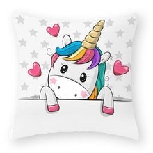 Load image into Gallery viewer, Baby Shower Unicorn Pillow Case Decorative Cute Pillowcase Pillow Protector Cushion Girl Unicorn Flowers Rose Pillow Case Sofa Bed Pillow Cover Prefect Gifts For Kids Party 45x45CM
